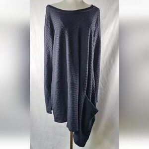 Lisa Bayne Dress XXL Gray Lagenlook Knit Asymmetrical Artful Home Art to Wear